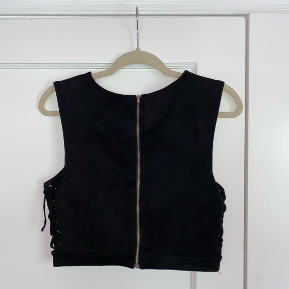 TopShop Black Crop Top with Tie up sides - Picture 2 of 4